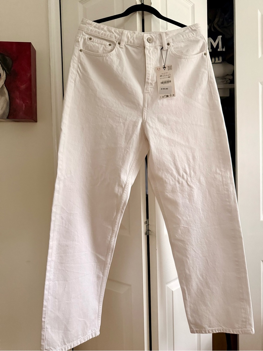 Zara White Straight-Leg Women’s Jeans